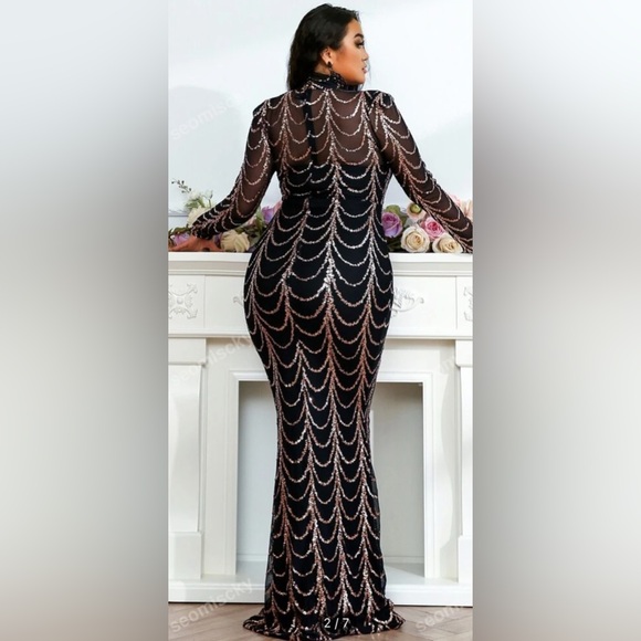 Shein Elegant Black and Silver Sequin Dress Size Large - Picture 3 of 11